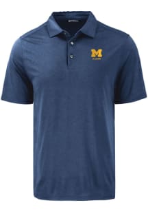 Mens Michigan Wolverines Navy Blue Cutter and Buck Alumni Coastline Eco Short Sleeve Polo Shirt