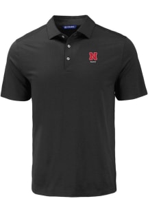 Mens Nebraska Cornhuskers Black Cutter and Buck Alumni Coastline Eco Short Sleeve Polo Shirt