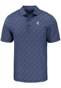 Cutter and Buck Notre Dame Fighting Irish Mens Navy Blue Alumni Pike Pebble Short Sleeve Polo