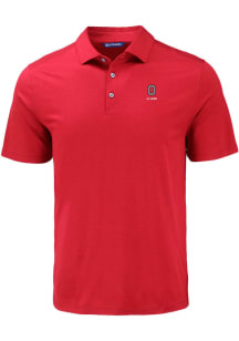 Mens Ohio State Buckeyes Red Cutter and Buck Alumni Coastline Eco Short Sleeve Polo Shirt