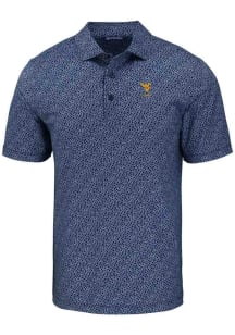Cutter and Buck West Virginia Mountaineers Mens Navy Blue Alumni Pike Pebble Short Sleeve Polo