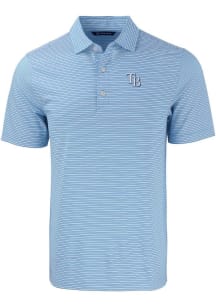 Cutter and Buck Tampa Bay Rays Mens Light Blue Forge Double Stripe Short Sleeve Polo