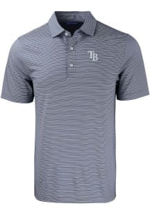 Cutter and Buck Tampa Bay Rays Mens Navy Blue Forge Double Stripe Short Sleeve Polo