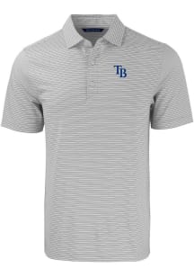 Cutter and Buck Tampa Bay Rays Mens Grey Forge Double Stripe Short Sleeve Polo