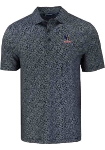 Cutter and Buck Delaware Fightin' Blue Hens Mens Black Vault Pike Pebble Short Sleeve Polo