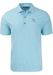 Cutter and Buck Tampa Bay Rays Mens Light Blue Forge Heather Stripe Short Sleeve Polo