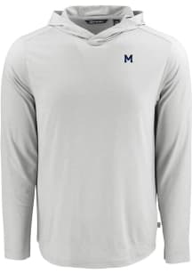 Mens Michigan Wolverines Grey Cutter and Buck Vault Coastline Eco Hooded Sweatshirt