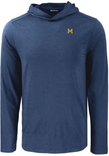 Cutter and Buck Michigan Wolverines Mens Navy Blue Vault Coastline Eco Long Sleeve Hoodie