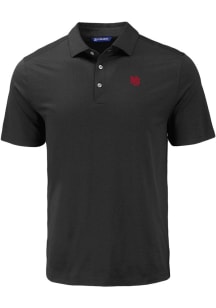 Mens Nebraska Cornhuskers Black Cutter and Buck Vault Coastline Eco Short Sleeve Polo Shirt