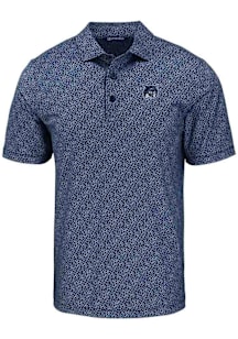 Cutter and Buck New Hampshire Wildcats Mens Navy Blue Vault Pike Pebble Short Sleeve Polo