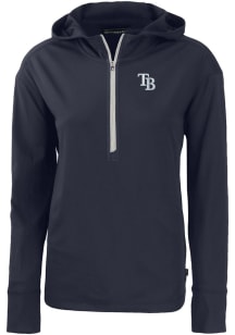 Cutter and Buck Tampa Bay Rays Womens Navy Blue Daybreak Hood 1/4 Zip Pullover