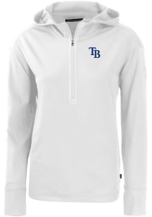 Cutter and Buck Tampa Bay Rays Womens White Daybreak Hood 1/4 Zip Pullover