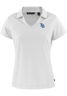 Cutter and Buck Tampa Bay Rays Womens White Daybreak V Neck Short Sleeve Polo Shirt