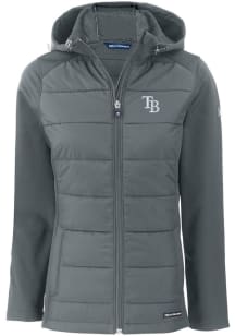 Cutter and Buck Tampa Bay Rays Womens Grey Evoke Hood Heavy Weight Jacket