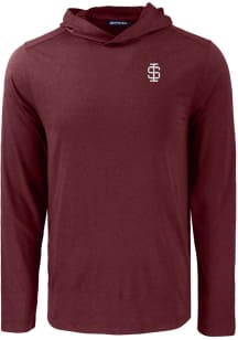 Cutter and Buck Southern Illinois Salukis Mens Maroon Vault Coastline Eco Long Sleeve Hoodie