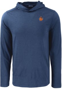 Cutter and Buck Syracuse Orange Mens Navy Blue Vault Coastline Eco Long Sleeve Hoodie