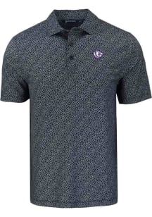 Cutter and Buck TCU Horned Frogs Mens Black Vault Pike Pebble Short Sleeve Polo
