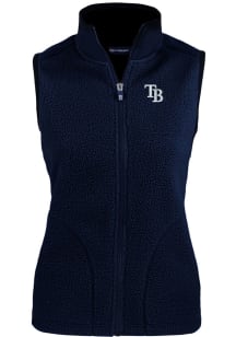 Cutter and Buck Tampa Bay Rays Womens Navy Blue Cascade Sherpa Vest