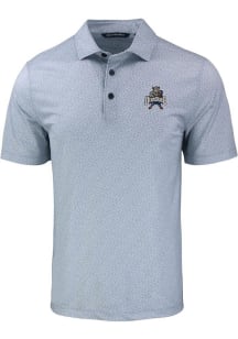 Cutter and Buck Utah State Aggies Mens Grey Vault Pike Pebble Short Sleeve Polo