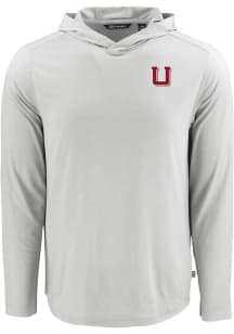 Cutter and Buck Utah Utes Mens Grey Vault Coastline Eco Long Sleeve Hoodie