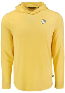 Cutter and Buck Cal Poly Mustangs Mens Yellow Coastline Eco Long Sleeve Hoodie