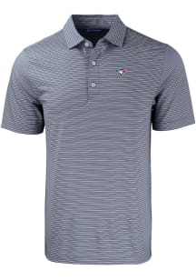 Cutter and Buck Toronto Blue Jays Mens Navy Blue Forge Double Stripe Short Sleeve Polo