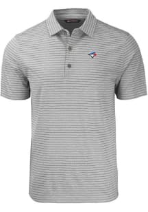 Cutter and Buck Toronto Blue Jays Mens Grey Forge Heather Stripe Short Sleeve Polo