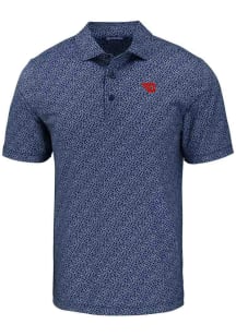 Cutter and Buck Dayton Flyers Mens Navy Blue Pike Pebble Short Sleeve Polo