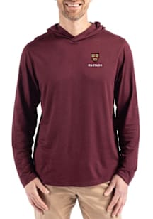 Cutter and Buck Harvard Crimson Mens Maroon Coastline Eco Long Sleeve Hoodie