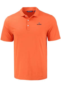 Mens Illinois Fighting Illini Orange Cutter and Buck Coastline Eco Short Sleeve Polo Shirt