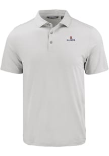 Mens Illinois Fighting Illini Charcoal Cutter and Buck Coastline Eco Short Sleeve Polo Shirt