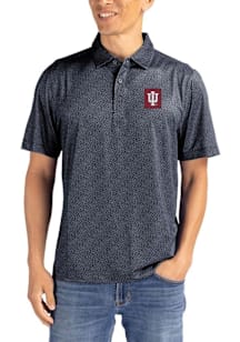 Cutter and Buck Indiana Hoosiers Mens Black Block Logo Pike Pebble Short Sleeve Polo