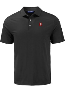 Mens Indiana Hoosiers Black Cutter and Buck Block Logo Coastline Eco Short Sleeve Polo Shirt