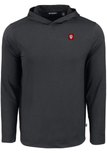 Mens Indiana Hoosiers Black Cutter and Buck Block Logo Coastline Eco Hooded Sweatshirt
