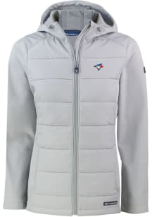 Cutter and Buck Toronto Blue Jays Womens Grey Evoke Hood Heavy Weight Jacket