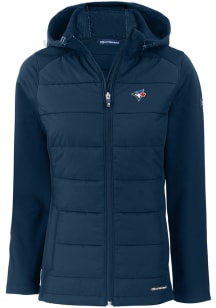 Cutter and Buck Toronto Blue Jays Womens Navy Blue Evoke Hood Heavy Weight Jacket