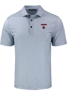 Cutter and Buck Louisville Cardinals Mens Grey Pike Pebble Short Sleeve Polo
