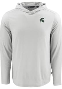 Cutter and Buck Michigan State Spartans Mens Grey Coastline Eco Long Sleeve Hoodie