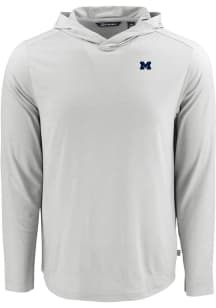 Mens Michigan Wolverines Grey Cutter and Buck Coastline Eco Hooded Sweatshirt