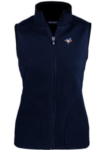 Cutter and Buck Toronto Blue Jays Womens Navy Blue Cascade Sherpa Vest