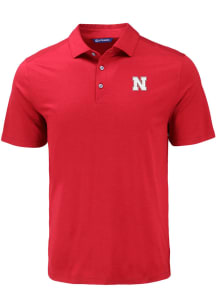 Mens Nebraska Cornhuskers Cardinal Cutter and Buck Coastline Eco Short Sleeve Polo Shirt