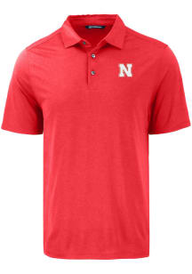 Mens Nebraska Cornhuskers Red Cutter and Buck Coastline Eco Short Sleeve Polo Shirt