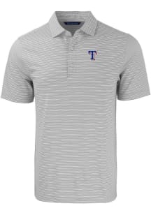 Cutter and Buck Texas Rangers Big and Tall Grey Forge Double Stripe Big and Tall Golf Shirt