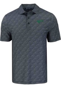Cutter and Buck North Texas Mean Green Mens Black Pike Pebble Short Sleeve Polo