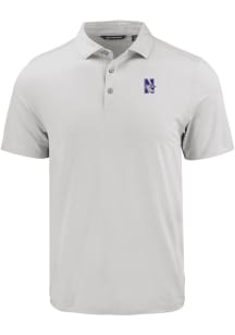 Cutter and Buck Northwestern Wildcats Mens Charcoal Coastline Eco Short Sleeve Polo