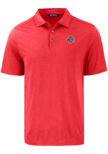 Mens Ohio State Buckeyes Red Cutter and Buck Coastline Eco Short Sleeve Polo Shirt