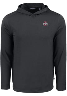 Cutter and Buck Ohio State Buckeyes Mens Black White Letter Coastline Eco Long Sleeve Hoodie