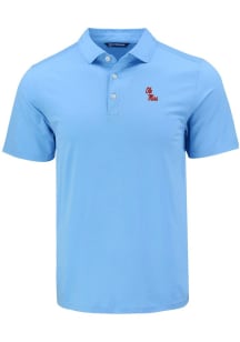 Cutter and Buck Ole Miss Rebels Mens Light Blue Coastline Eco Short Sleeve Polo