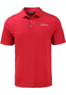 Cutter and Buck Pennsylvania Quakers Mens Red Coastline Eco Short Sleeve Polo