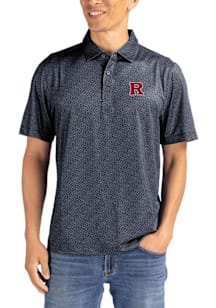 Cutter and Buck Rutgers Scarlet Knights Mens Black Pike Pebble Short Sleeve Polo